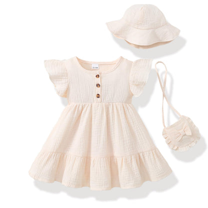 Toddler Girl Summer 3 Piece Ruffle Dress Set A-Line Sundress