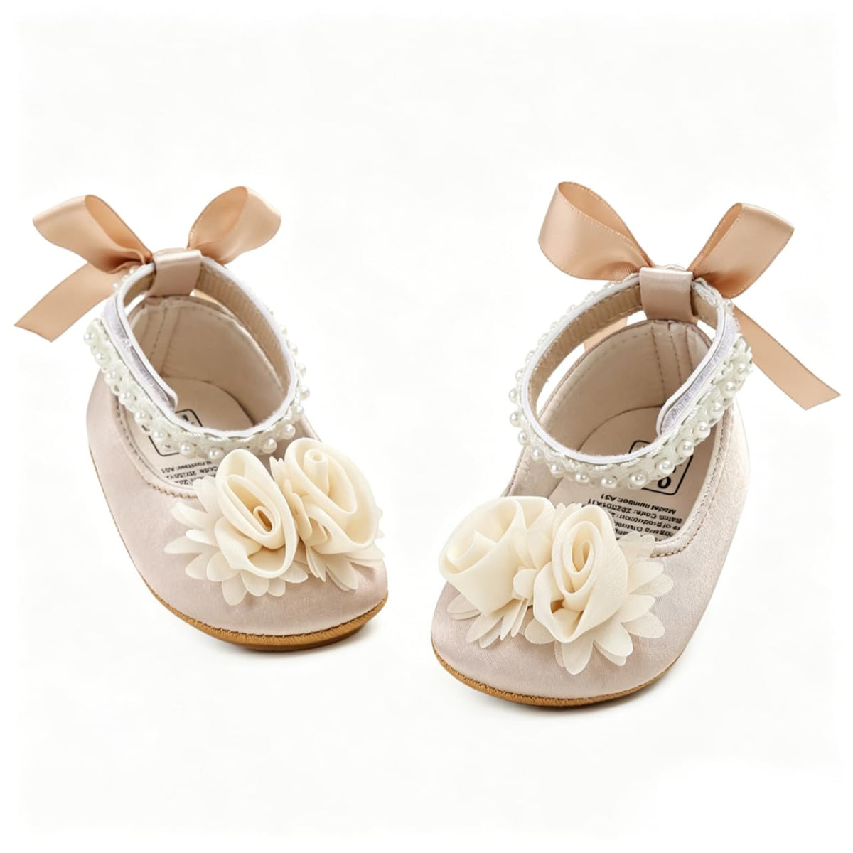 HsdsBebe Baby Girls Mary Jane Flats - Infant Newborn Walking Sneakers Soft Rubber Sole Princess Wedding Shoes