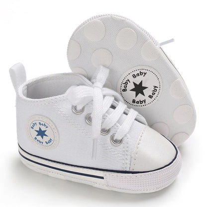 Unisex Baby Girls Boys Canvas High-top Shoes, Newborn Infant Anti-Slip Soft Sole Frist Walking Breathable Sneakers