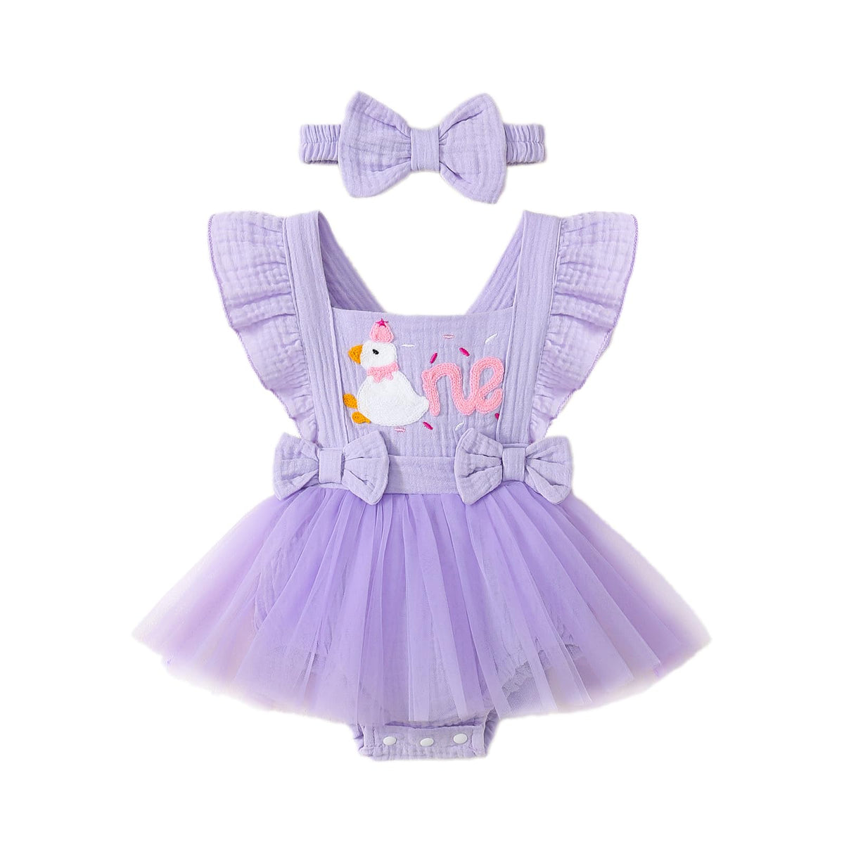 Baby Girl 1st Birthday Tulle Romper Dress Ruffle Bodysuit