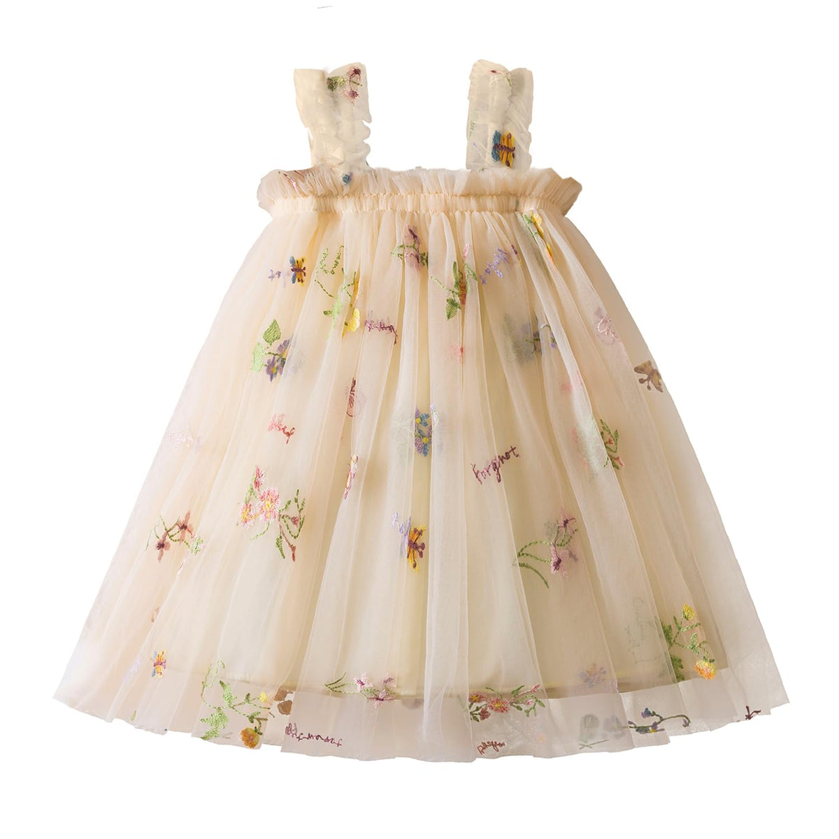 NNJXD Baby Girl Tulle Dress Casual Flower Embroidery Toddler Dresses