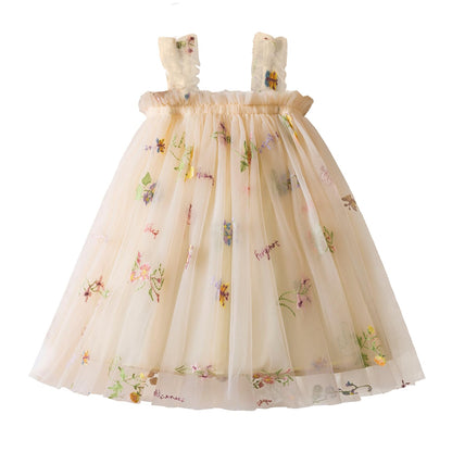 NNJXD Baby Girl Tulle Dress Casual Flower Embroidery Toddler Dresses