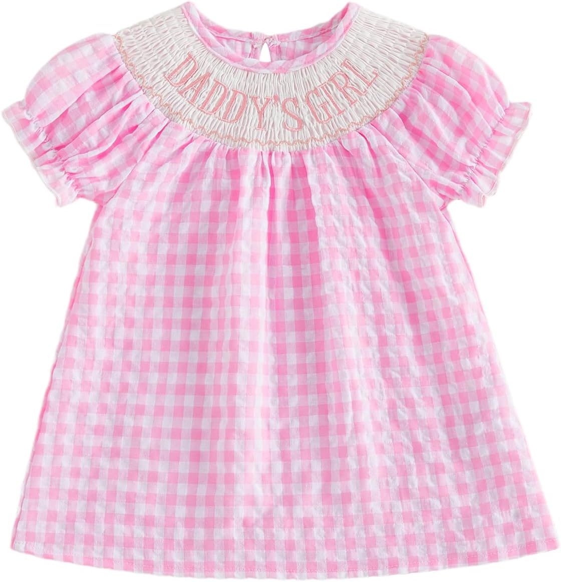 Toddler Little Baby Girl 4th of July Dress Puff Short Sleeve Stripes Smocked Dresses Kids Fourth of July Outfit