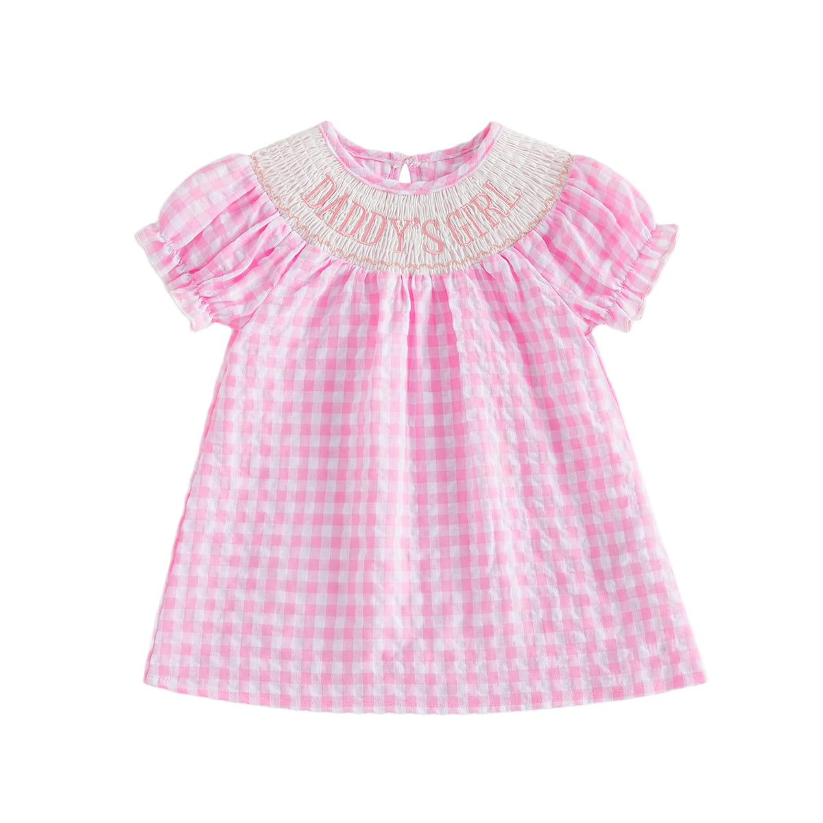 Toddler Little Baby Girl 4th of July Dress Puff Short Sleeve Stripes Smocked Dresses Kids Fourth of July Outfit