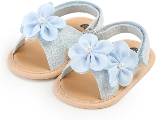 LAFEGEN Infant Baby Girls Summer Sandals Newborn Toddler First Walker Crib Dress Shoes (0-18Months)