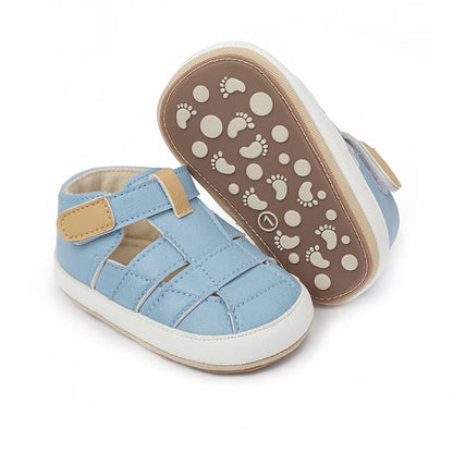 HsdsBebe Baby Boys Girls Pu Leather Hard Bottom Walking Sneakers Toddler Rubber Sole First Walkers Infant Cartoon Slippers Crib Shoes
