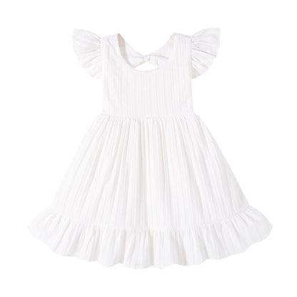 HAPPYMA Toddler Baby Girl Summer Dress Outfits Backless Bow Sundress