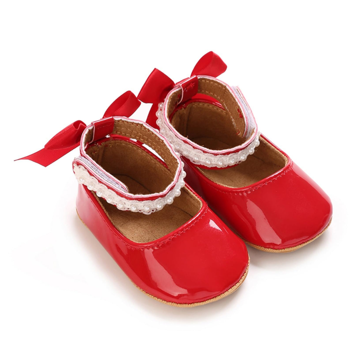 Baby Girls Mary Jane Flats Shoes with Non-Slip Soft Sole Toddler First Walkers Newborn Princess Dress Shoes
