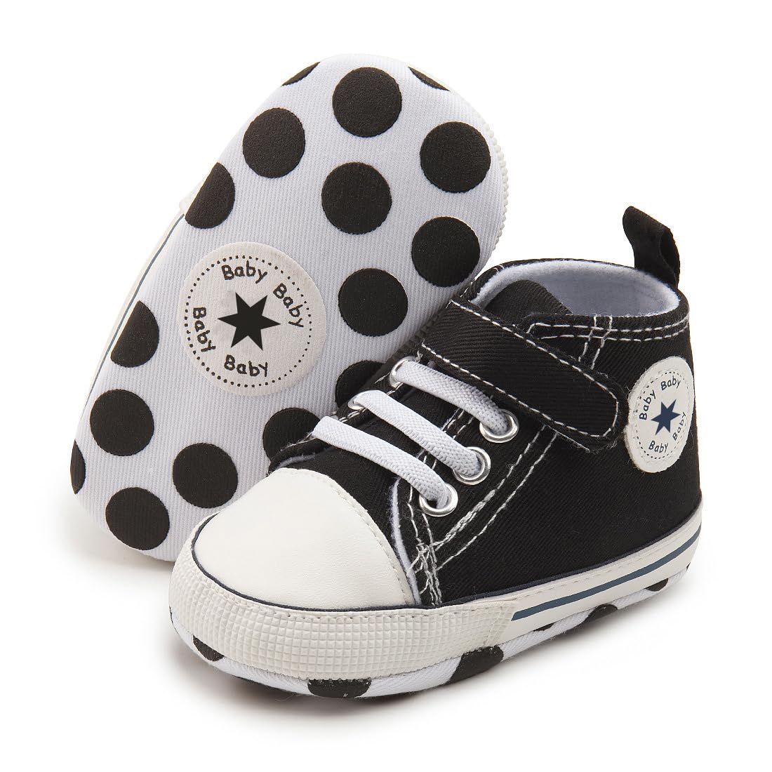 Unisex Baby Girls Boys Canvas High-top Shoes, Newborn Infant Anti-Slip Soft Sole Frist Walking Breathable Sneakers