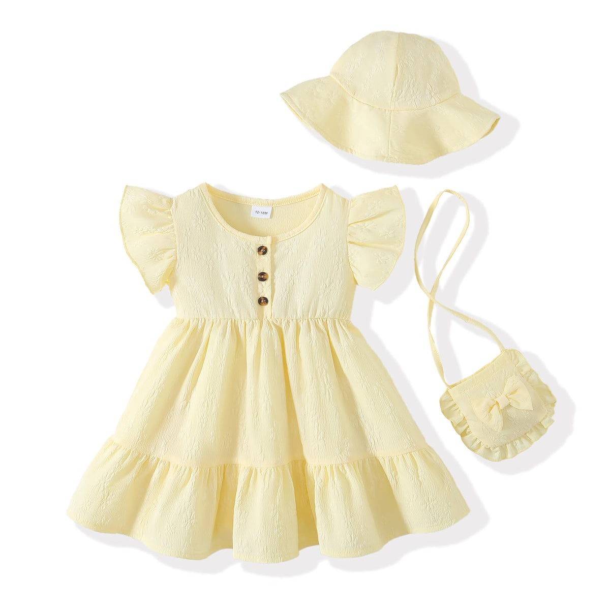 Toddler Girl Summer 3 Piece Ruffle Dress Set A-Line Sundress