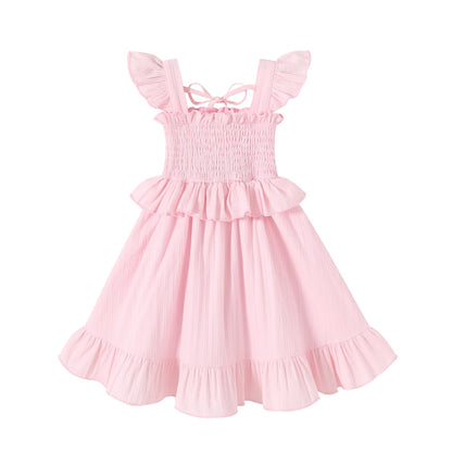 YOUNGER TREE Toddler Dress Baby Girls Cotton Ruffle Sleeveless Summer Dresses Kids Boho Beach Casual Sundress