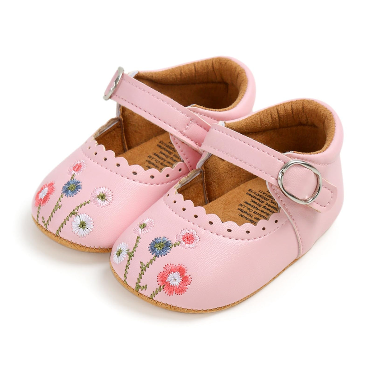 Baby Girls Mary Jane Flats Shoes with Non-Slip Soft Sole Toddler First Walkers Newborn Princess Dress Shoes