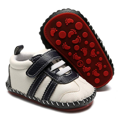 HsdsBebe Baby Boys Girls Pu Leather Hard Bottom Walking Sneakers Toddler Rubber Sole First Walkers Infant Cartoon Slippers Crib Shoes