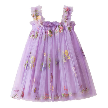 Nileafes Toddler Summer Dress Baby Girl Strap Floral A Line Dress Sleeveless Beach Butterfly Sundress for Toddler Girl