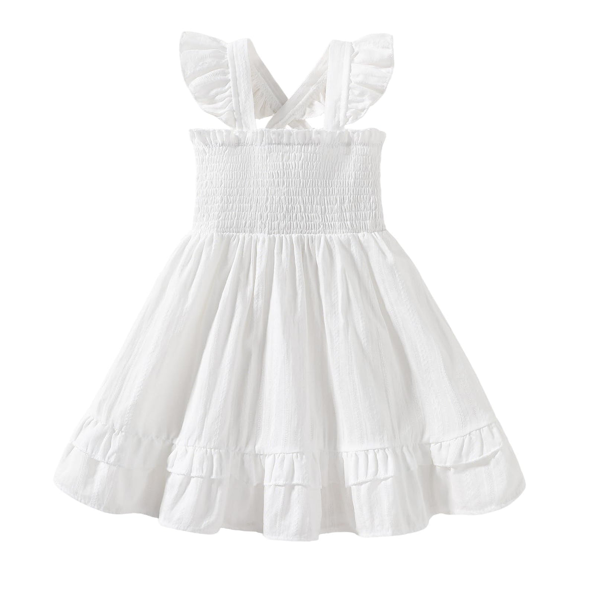 Noubeau Toddler Girl Dress Summer Smocked Boho Sleeveless Ruffle Dresses for Toddler Dress Casual Beach Sundress