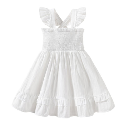 Noubeau Toddler Girl Dress Summer Smocked Boho Sleeveless Ruffle Dresses for Toddler Dress Casual Beach Sundress
