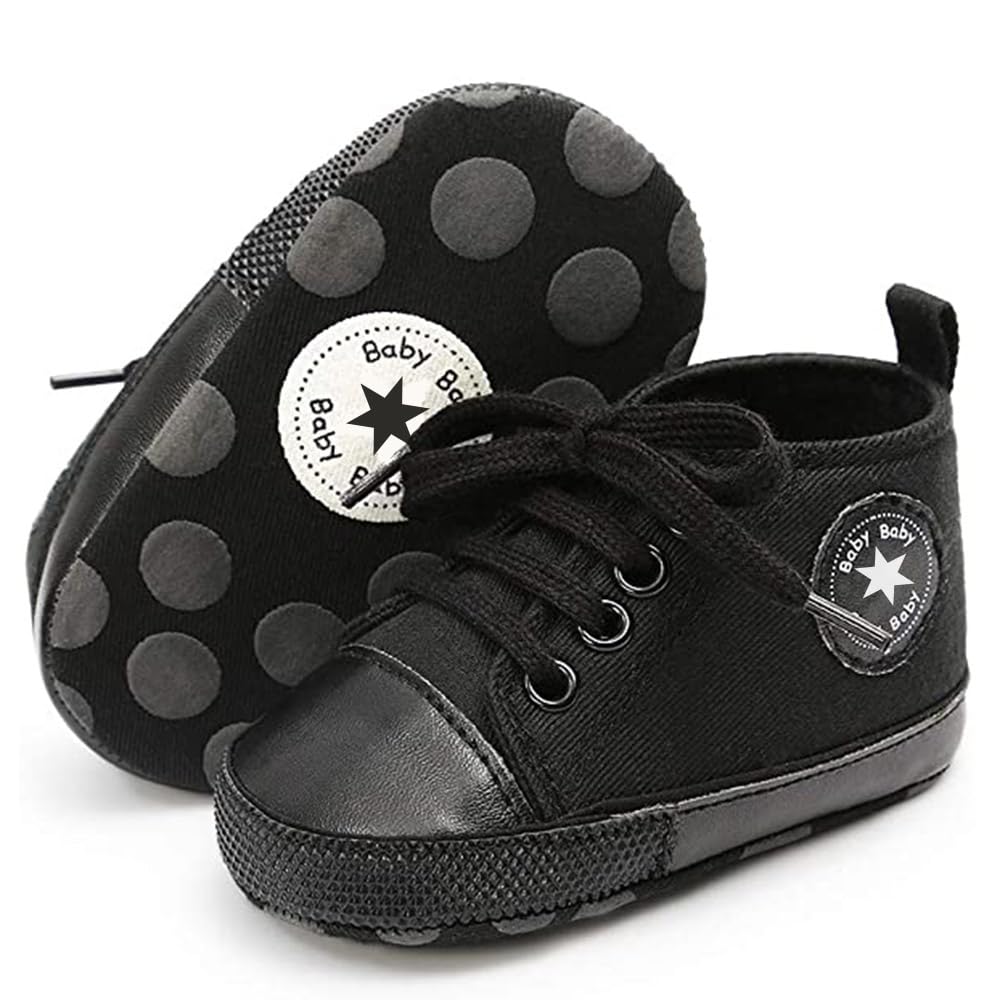 Unisex Baby Girls Boys Canvas High-top Shoes, Newborn Infant Anti-Slip Soft Sole Frist Walking Breathable Sneakers