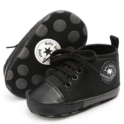 Unisex Baby Girls Boys Canvas High-top Shoes, Newborn Infant Anti-Slip Soft Sole Frist Walking Breathable Sneakers