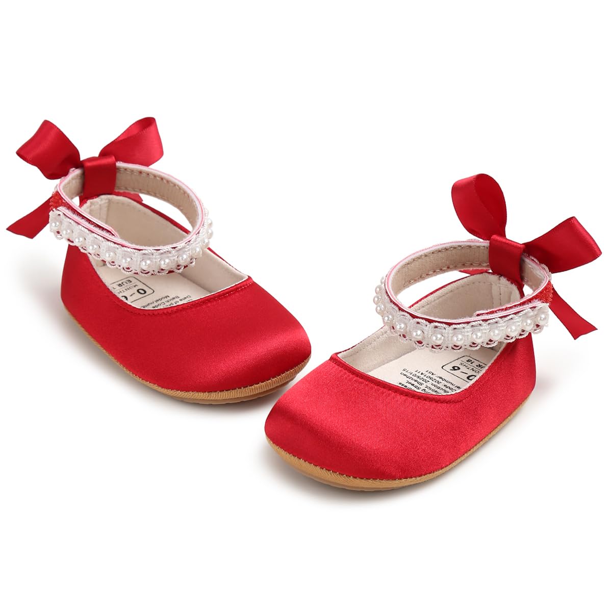 HsdsBebe Baby Girls Mary Jane Flats - Infant Newborn Walking Sneakers Soft Rubber Sole Princess Wedding Shoes