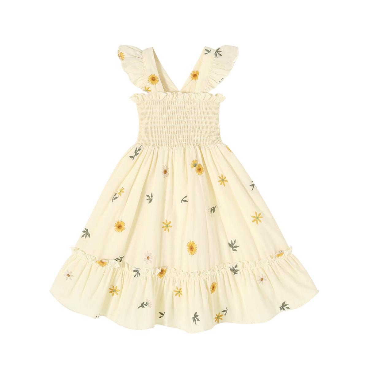 Toddler Baby Girls Dress Floral Embroidered Boho Sleeveless Beach Butterfly Sundress