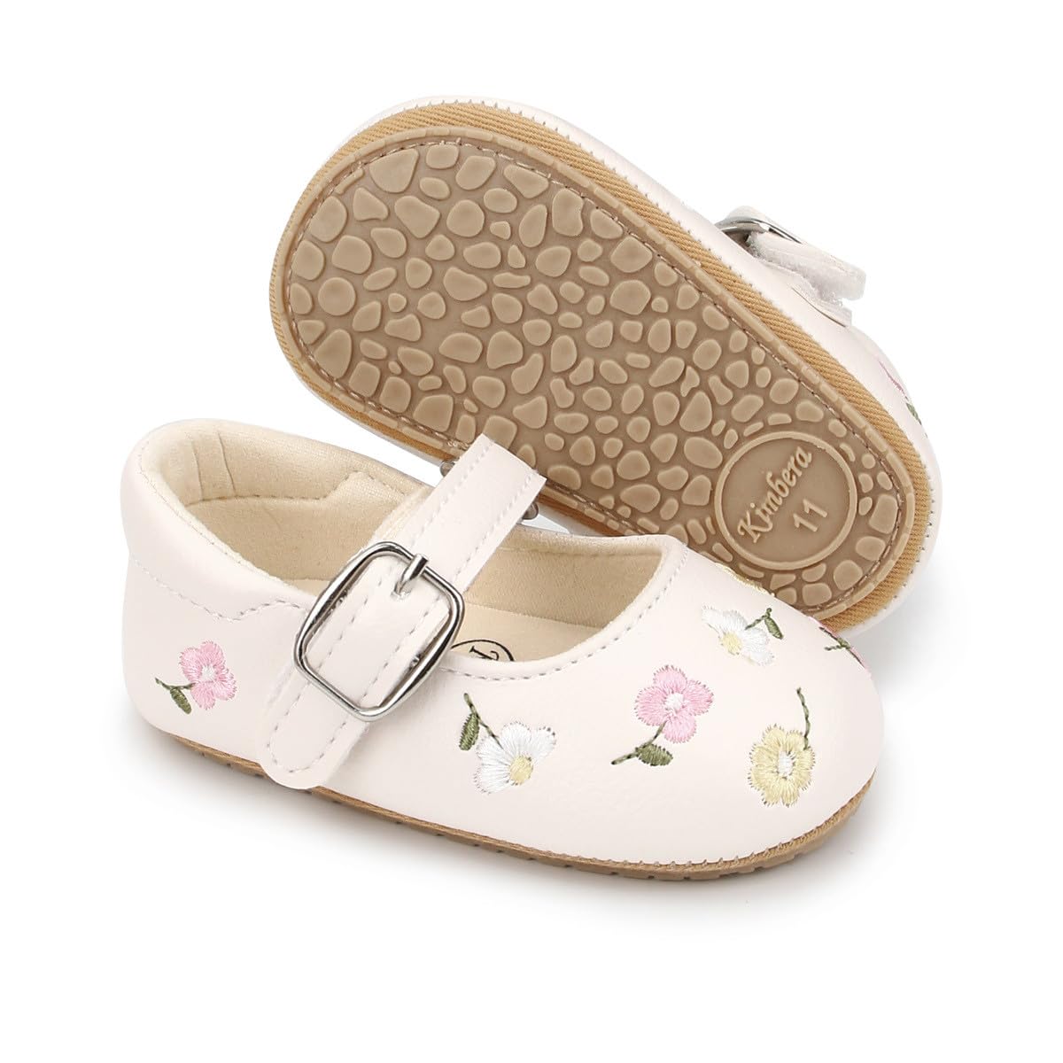 Baby Mary Jane Flats for Girls with Bowknot Cotton Anti Skid Sole Infant First Walker Princess Dress Crib Wedding Shoes