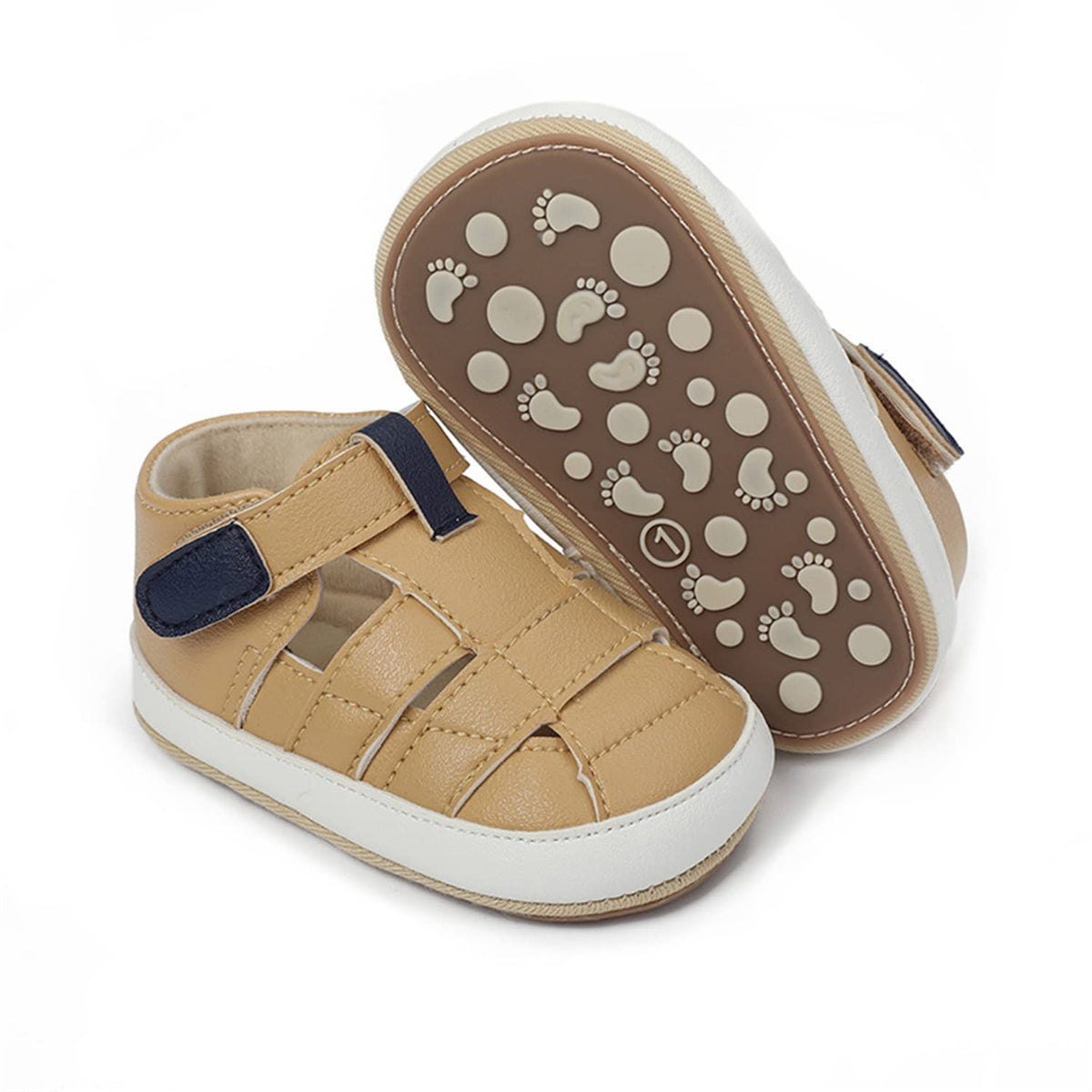 HsdsBebe Baby Boys Girls Pu Leather Hard Bottom Walking Sneakers Toddler Rubber Sole First Walkers Infant Cartoon Slippers Crib Shoes