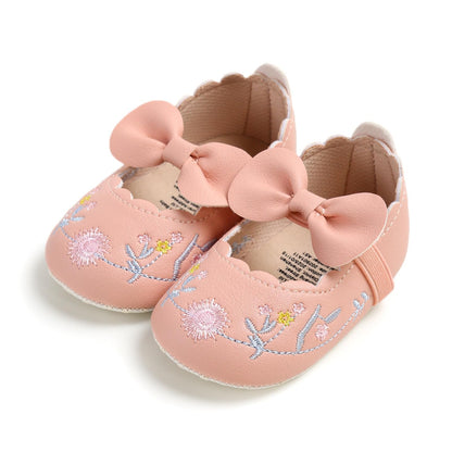Baby Girls Mary Jane Flats Shoes with Non-Slip Soft Sole Toddler First Walkers Newborn Princess Dress Shoes