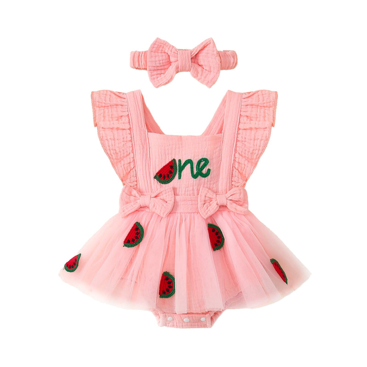 Baby Girl 1st Birthday Tulle Romper Dress Ruffle Bodysuit