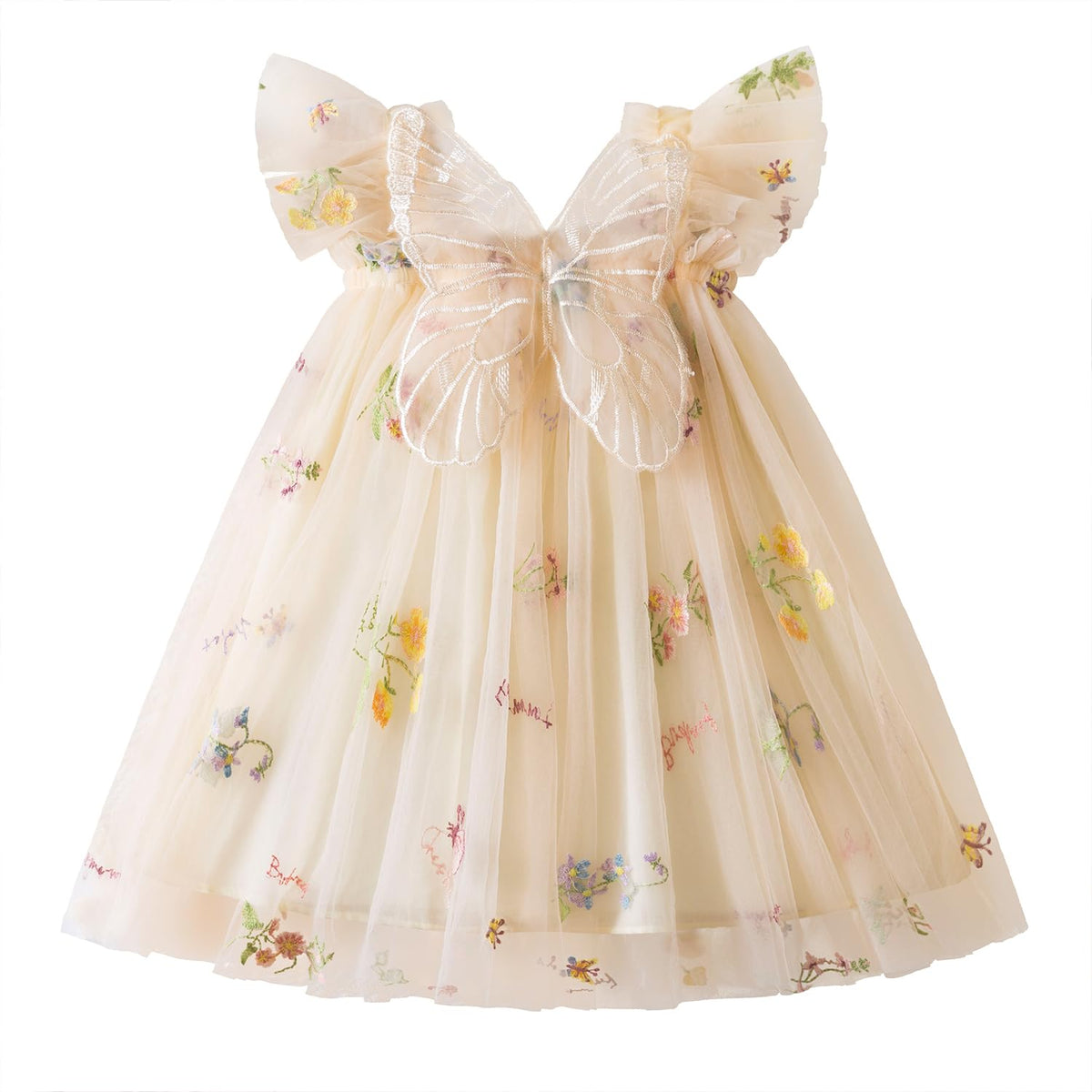 NNJXD Baby Girl Tulle Dress Casual Flower Embroidery Toddler Dresses