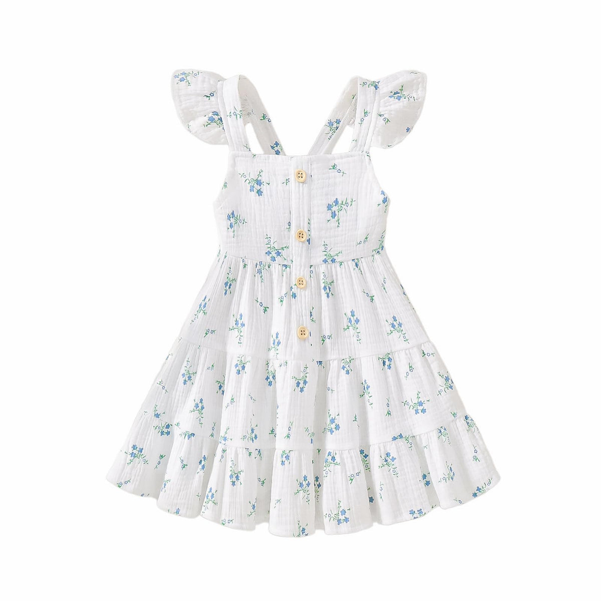 Toddler Baby Girls Dress Ruffle Sleeveless Floral Summer Beach Butterfly Sundress Kids Casual Dresses