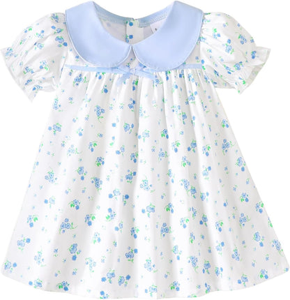 Kucnuzki Baby Girl Clothes Cute Spring Summer Sun Dresses Toddler Casual Puff Sleeve Floral Dress Girls Summer Outfits