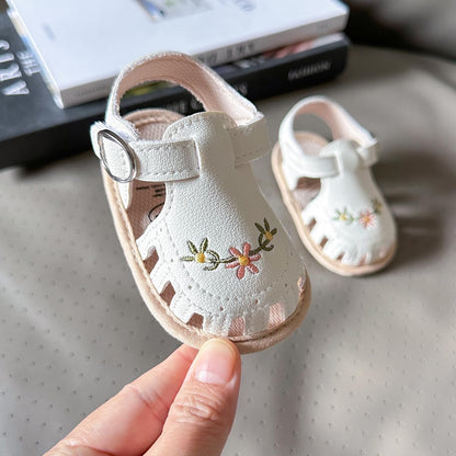 Infant Baby Girls Sandals Summer Baby Wedding Dress Flat Shoes Newborn Crib Shoes First Walkers Prewalkers Shoes
