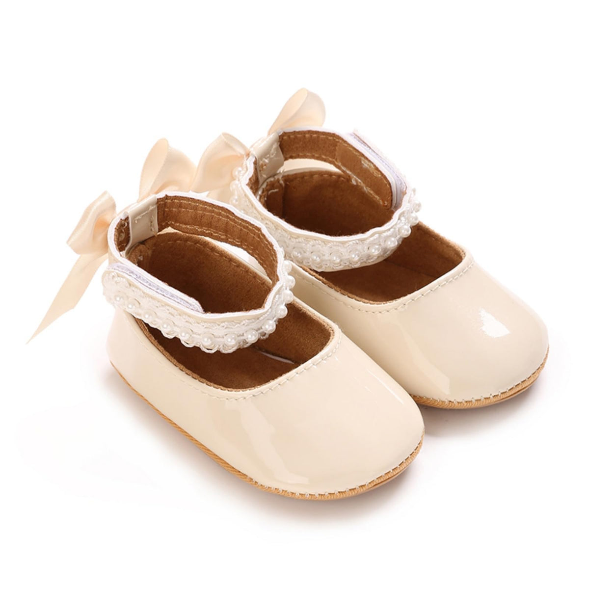 Baby Girls Mary Jane Flats Shoes with Non-Slip Soft Sole Toddler First Walkers Newborn Princess Dress Shoes