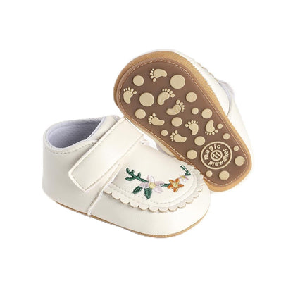 HsdsBebe Baby Boys Girls Pu Leather Hard Bottom Walking Sneakers Toddler Rubber Sole First Walkers Infant Cartoon Slippers Crib Shoes