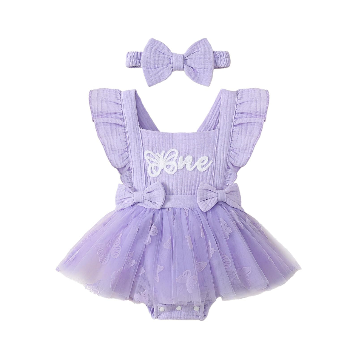 Baby Girl 1st Birthday Tulle Romper Dress Ruffle Bodysuit