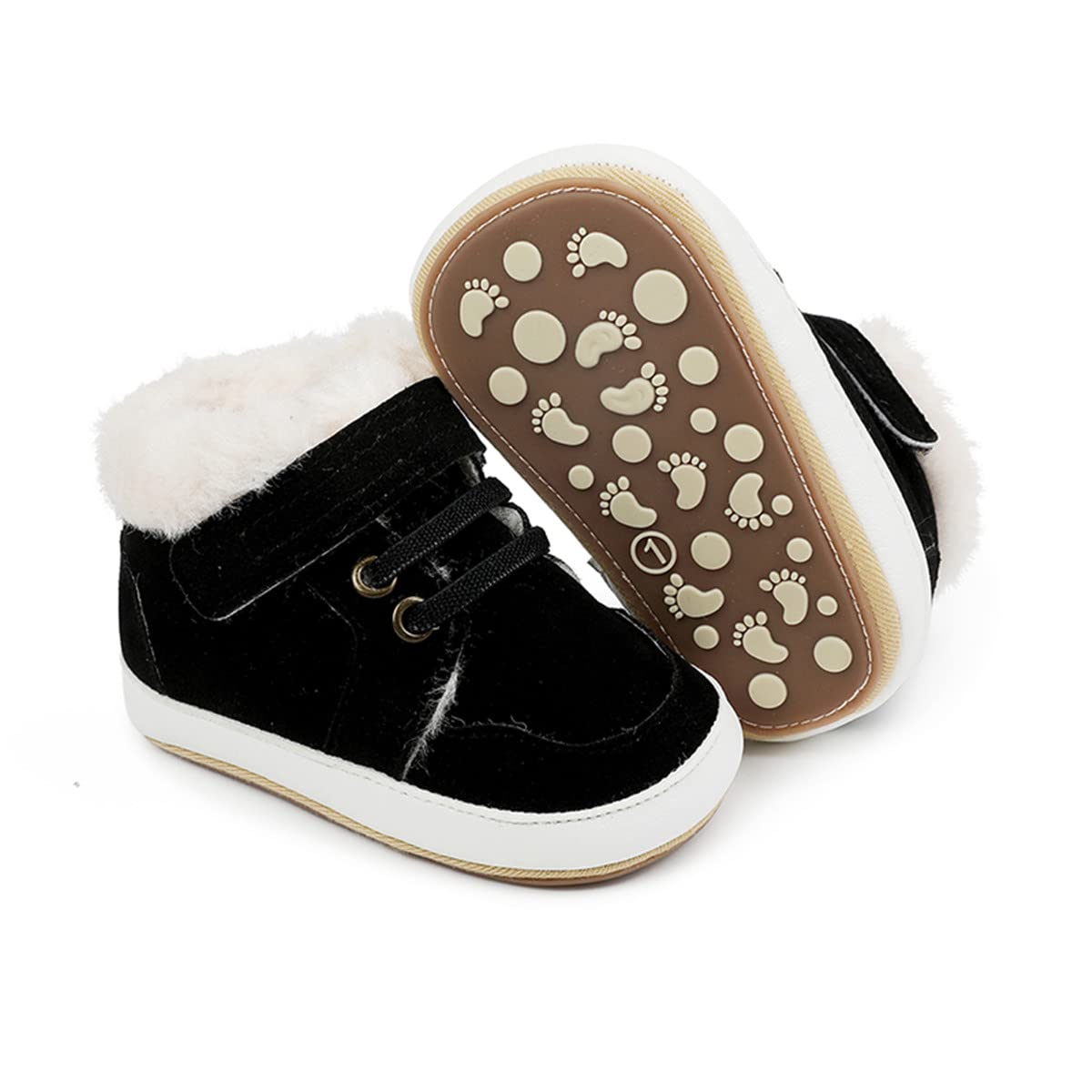HsdsBebe Baby Boys Girls Pu Leather Hard Bottom Walking Sneakers Toddler Rubber Sole First Walkers Infant Cartoon Slippers Crib Shoes