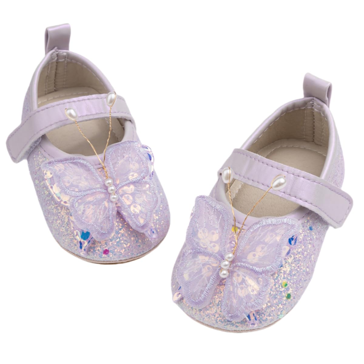 Baby Mary Jane Flats for Girls with Bowknot Cotton Anti Skid Sole Infant First Walker Princess Dress Crib Wedding Shoes