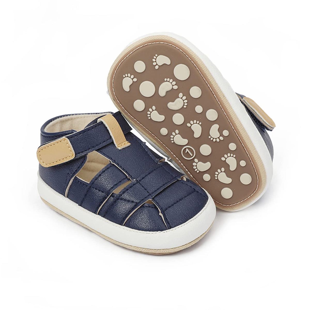 HsdsBebe Baby Boys Girls Pu Leather Hard Bottom Walking Sneakers Toddler Rubber Sole First Walkers Infant Cartoon Slippers Crib Shoes