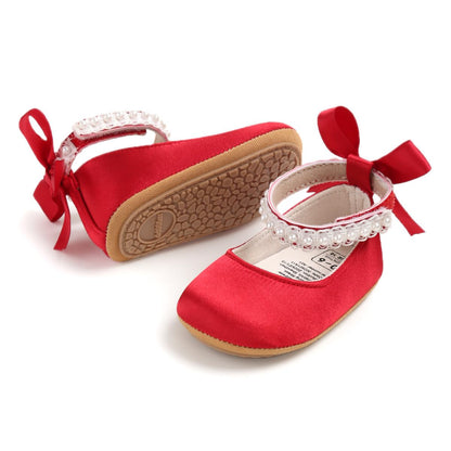 Baby Girls Mary Jane Flats Non-Slip Soft Sole Infant Newborn Walking Shoes Princess Wedding Dress Shoe