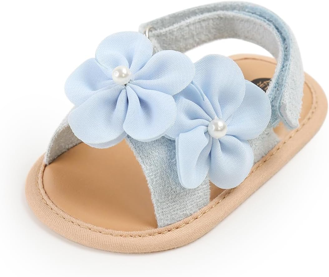 LAFEGEN Infant Baby Girls Summer Sandals Newborn Toddler First Walker Crib Dress Shoes (0-18Months)
