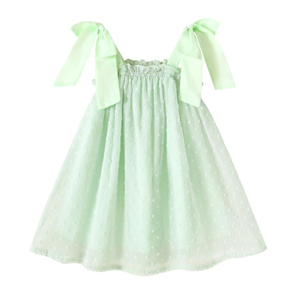 Happy Town Toddler Girl Dress Summer Boho Sleeveless Bowknot Strap Beach Party Swiss Dot Baby Sundress