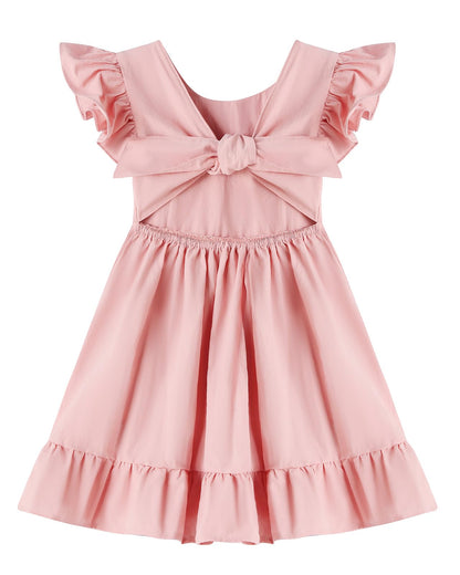 Toddler Girls Swing Backless Ruffle Hem Dress