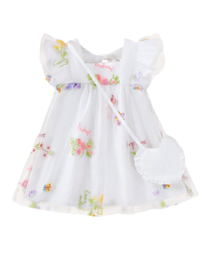 Kucnuzki Baby Girl Clothes Toddler Girls Summer Fairy Tulle Dress Ruffle Fly Sleeve Casual Sundress Cute Outfit for Kids