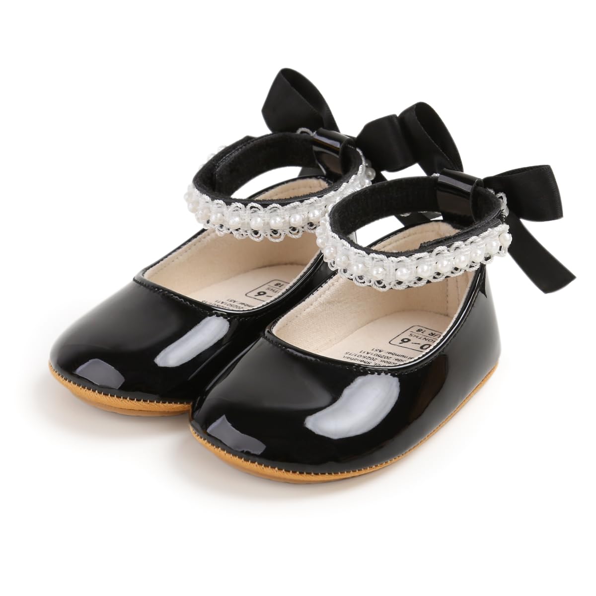 Baby Girls Mary Jane Flats Wedding Uniform Dress Shoes Soft Anti-Slip Sole Infant Newborn Crib First Walkers Prewalker Shoe