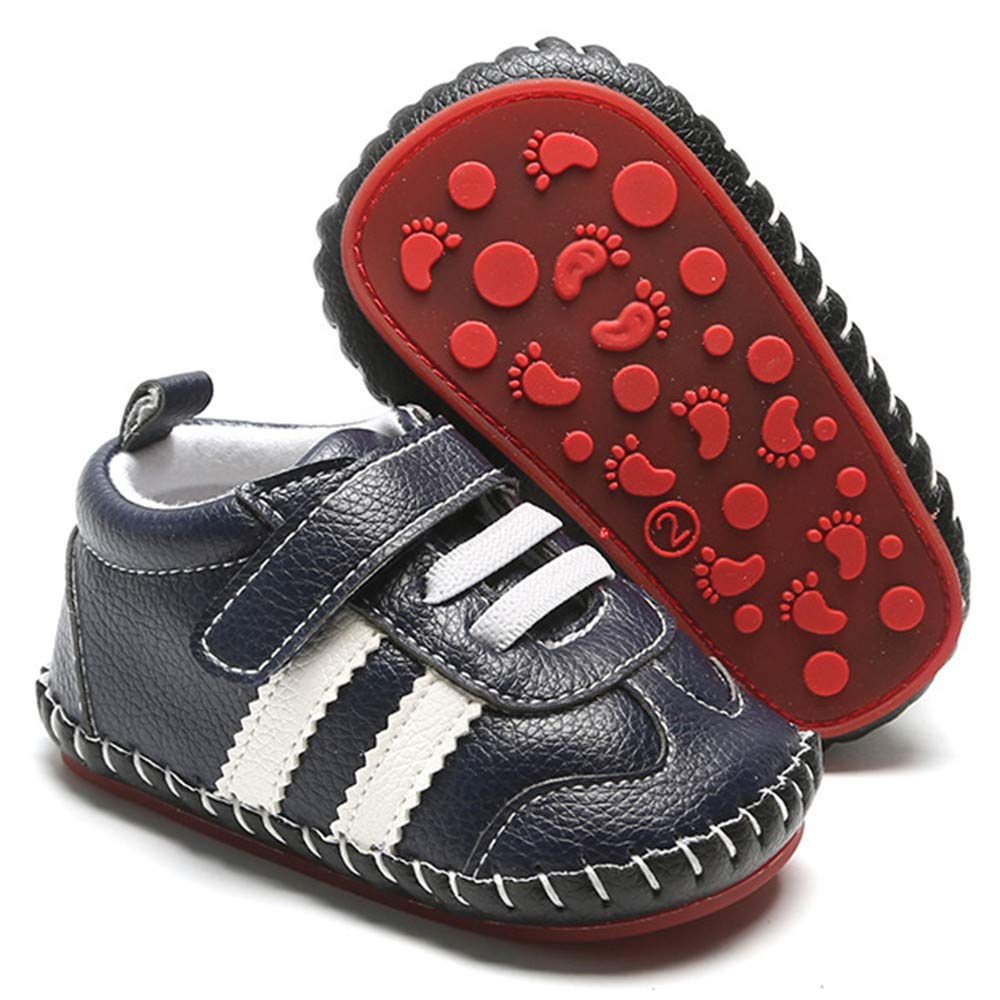 HsdsBebe Baby Boys Girls Pu Leather Hard Bottom Walking Sneakers Toddler Rubber Sole First Walkers Infant Cartoon Slippers Crib Shoes
