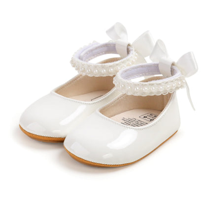 Baby Girls Mary Jane Flats Shoes with Non-Slip Soft Sole Toddler First Walkers Newborn Princess Dress Shoes