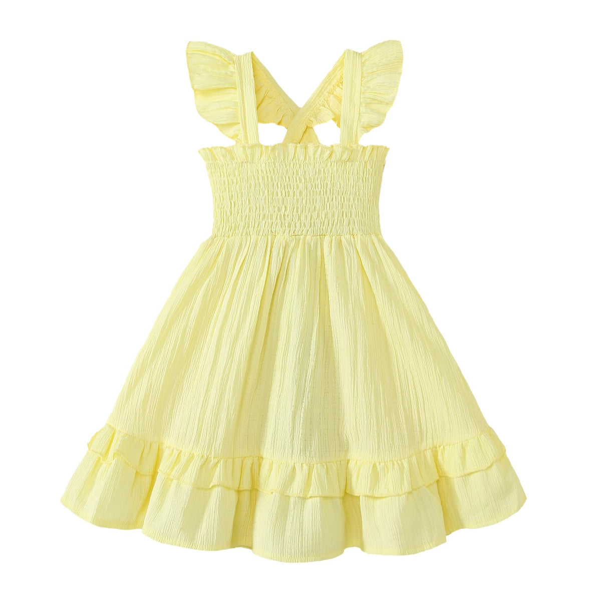 Noubeau Toddler Girl Dress Summer Smocked Boho Sleeveless Ruffle Dresses for Toddler Dress Casual Beach Sundress
