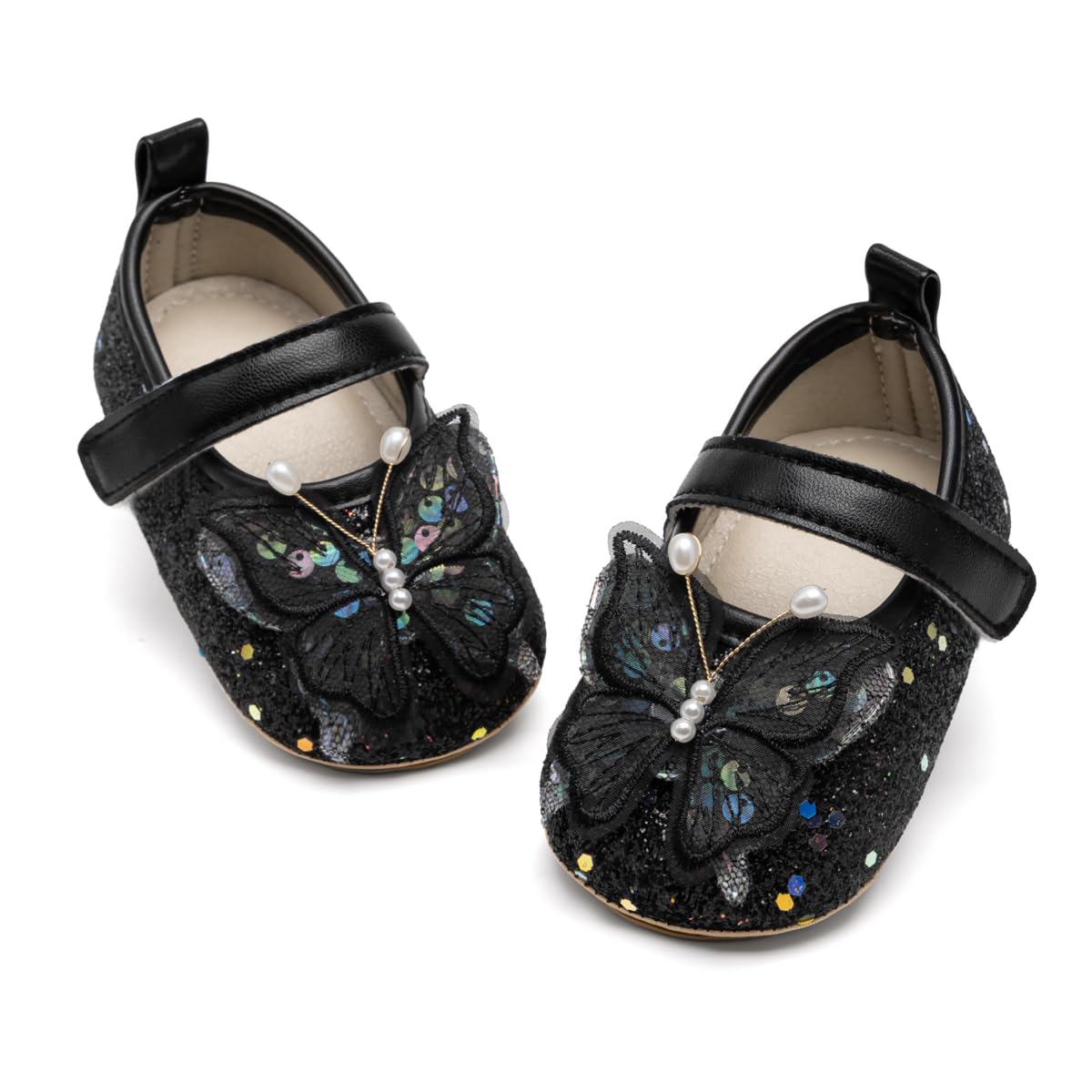 Baby Mary Jane Flats for Girls with Bowknot Cotton Anti Skid Sole Infant First Walker Princess Dress Crib Wedding Shoes