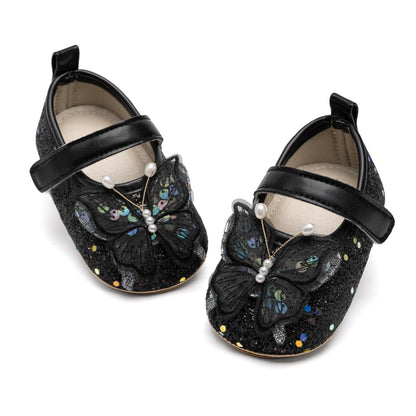 Baby Mary Jane Flats for Girls with Bowknot Cotton Anti Skid Sole Infant First Walker Princess Dress Crib Wedding Shoes