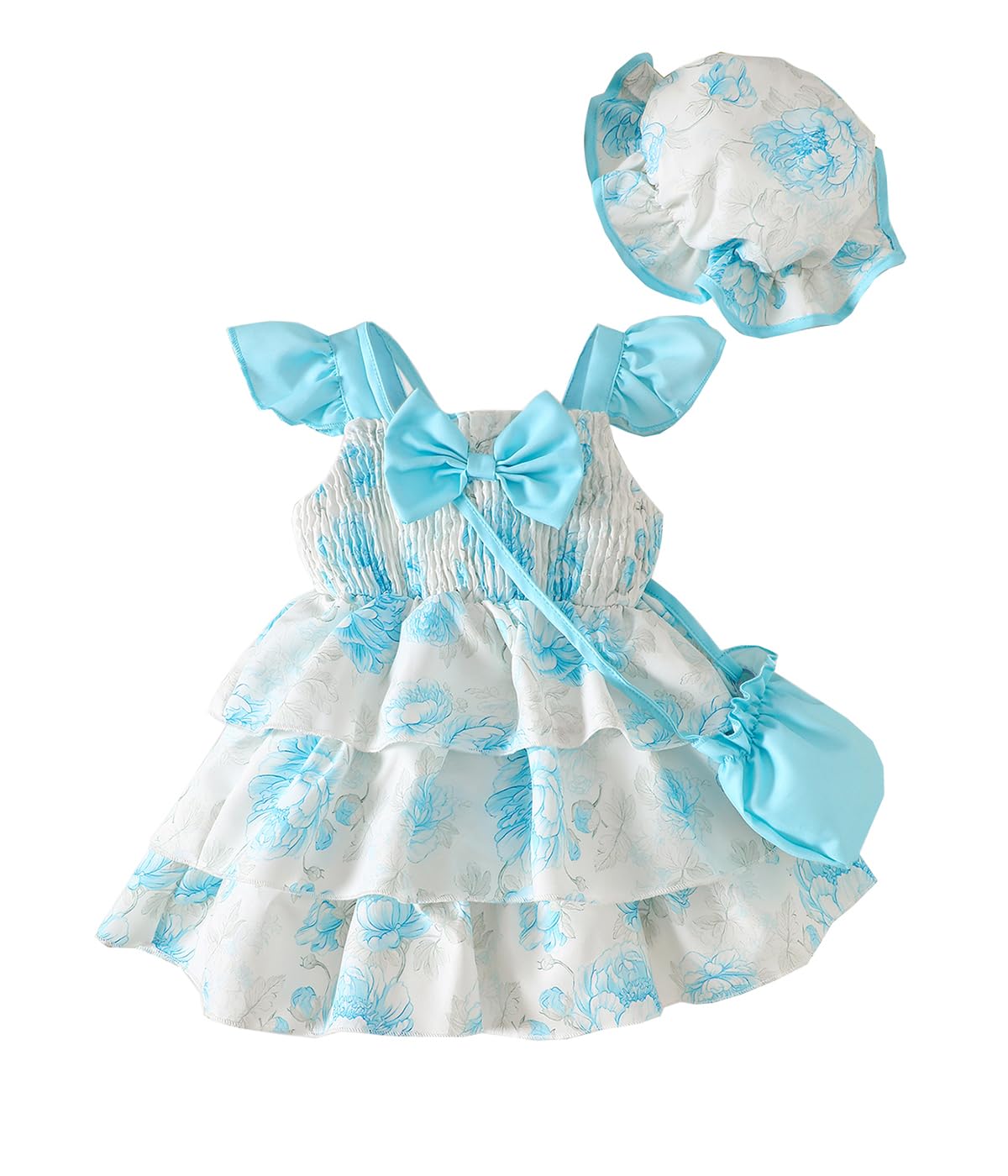 Willow Dance Newborn Infant Baby Girl Dresses Summer Outfits Casual Flower Sundress Toddler Clothes with Hat and Bag